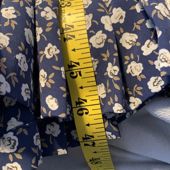 ORVIS true vintage blue midi dress white roses rose buttons size large made USA - Picture 8 of 10